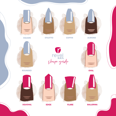 Set of nail shapes - oval, square, almond, stiletto, ballerina, squoval.  Guide different forms, types of manicure nails. Professional salon trends,  beauty and care. Classic instruction 30513960 Vector Art at Vecteezy